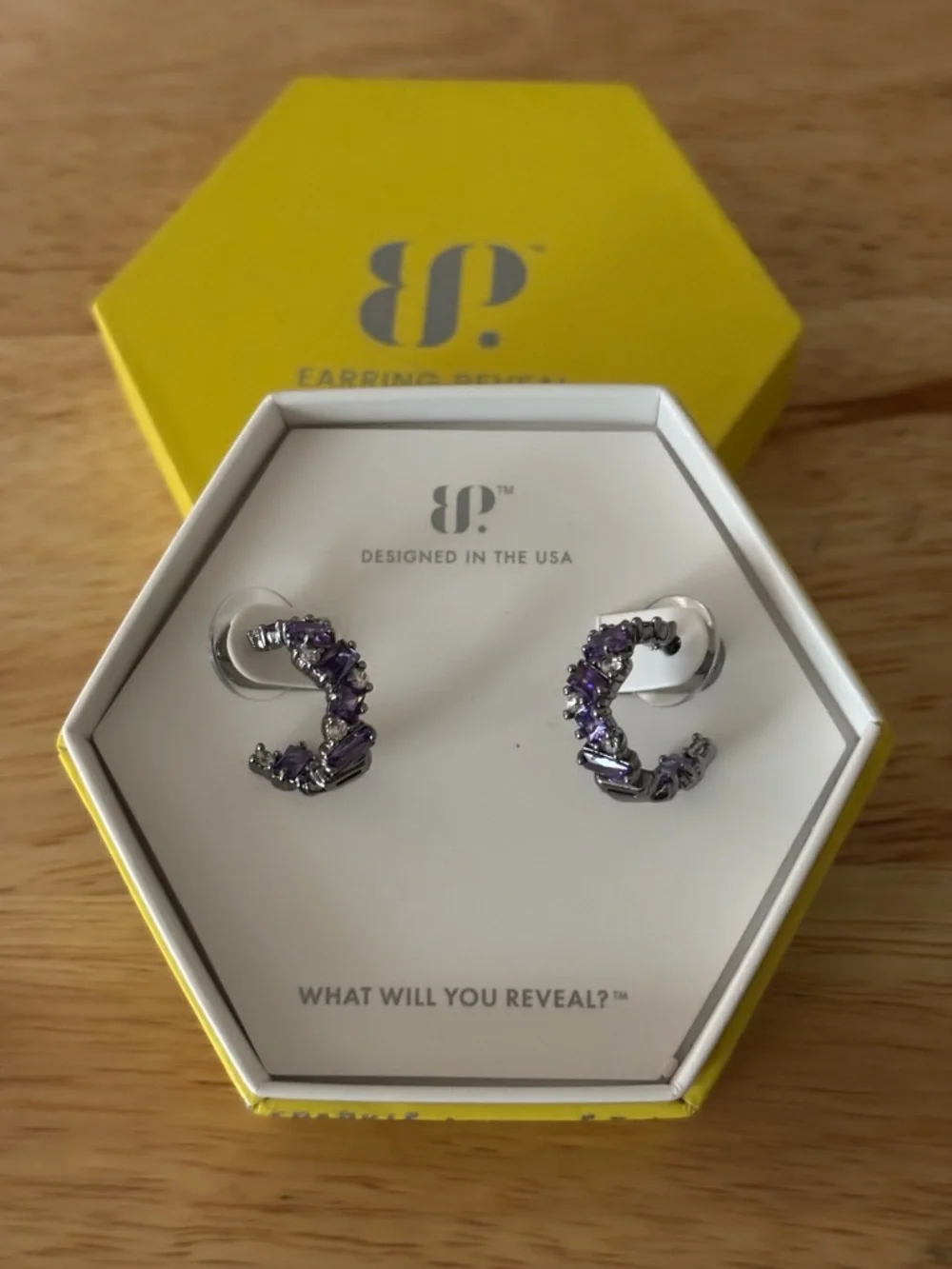 bp Purple Twisted Hoop Earrings - Picture 3 of 5